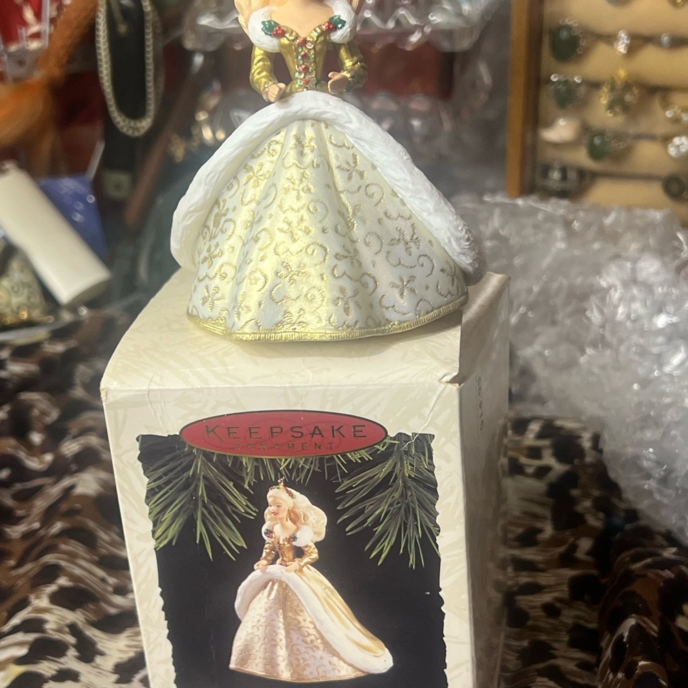 Barbie Keepsake Ornament in Gold and White